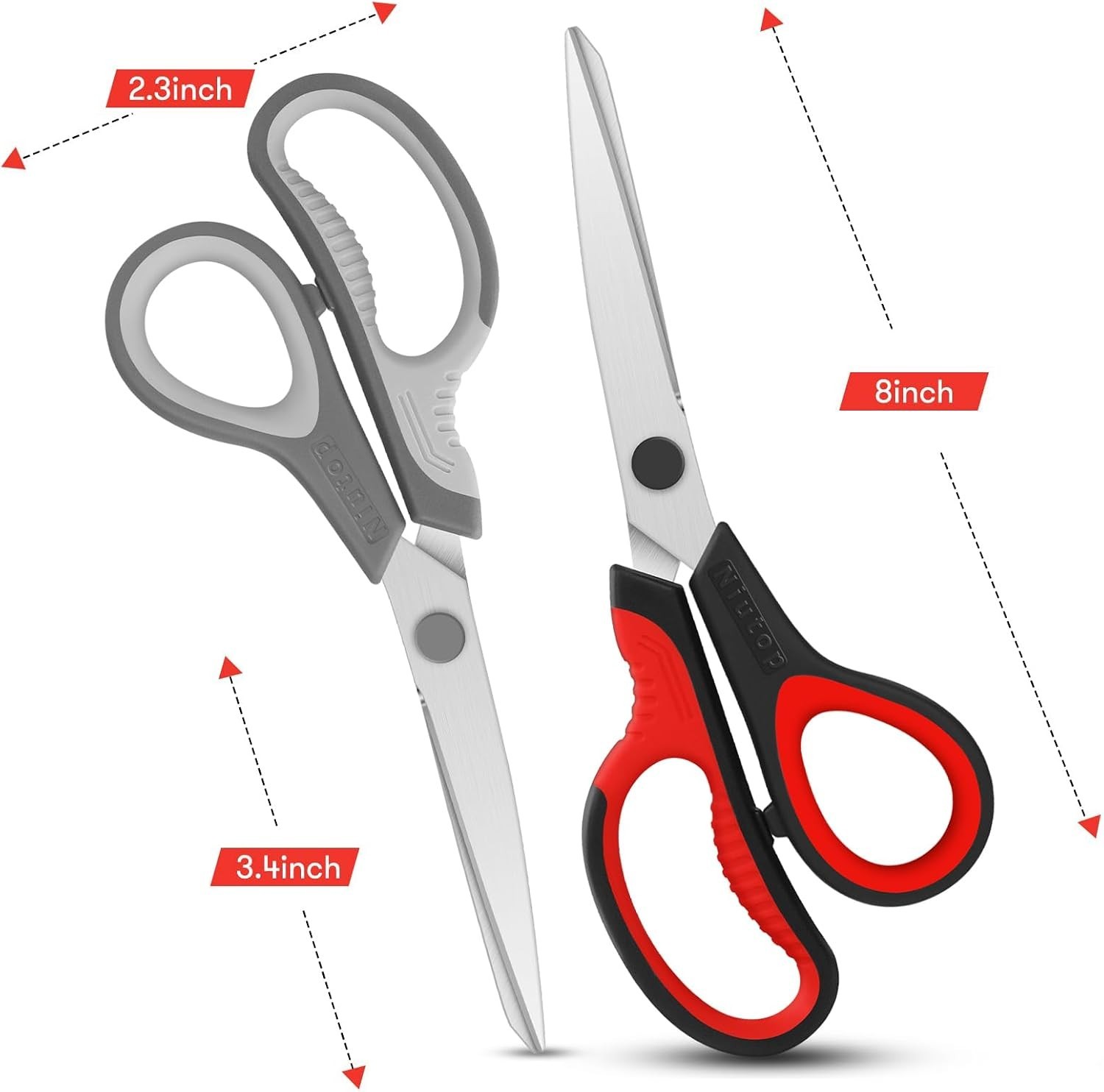 Sharp 8-Inch Scissors for Every Purpose - Comfortable Grip & Precision Cutting