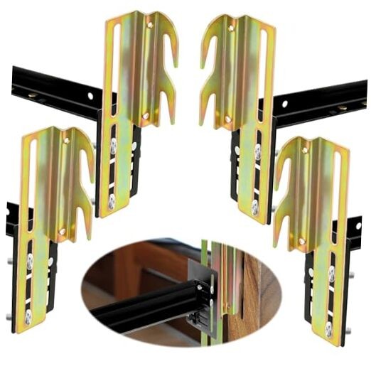 Set of 4 Bed Frame Conversion Brackets, #711 Bolt On to Hook On Headboard