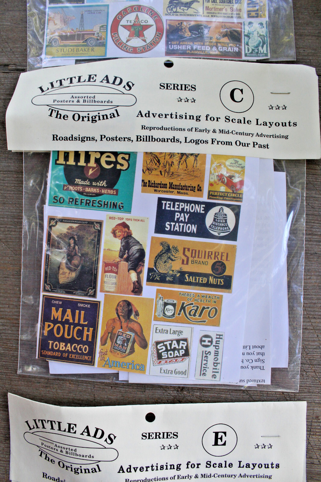 9 Packs of Vintage Little Ads Posters & Billboards for O Scale