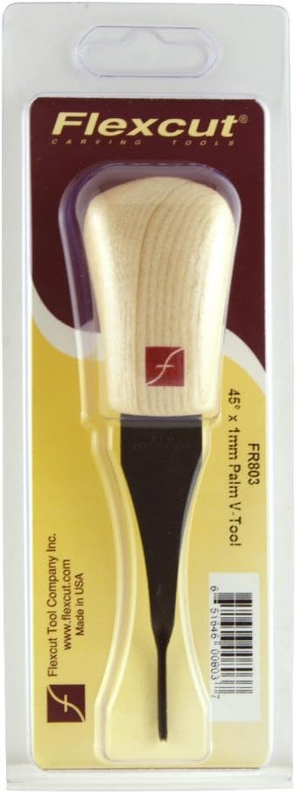 Palm V-Tool, High Carbon Steel, Solid Ash Handle, 1 mm, 45 Degrees (FR803)