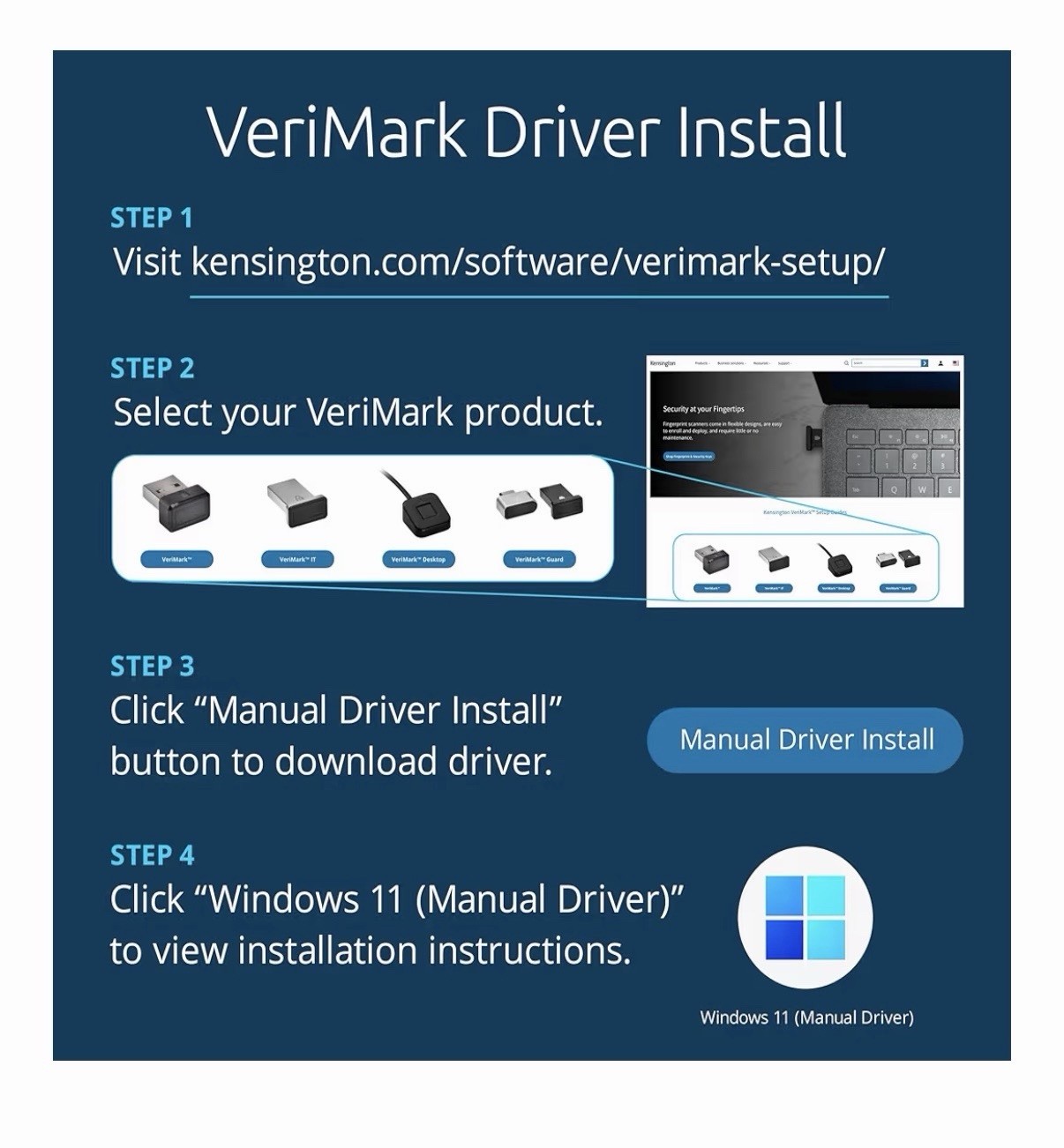 Kensington VeriMark™ Gen2 USB-A Fingerprint Key Reader - Windows Hello & Windows