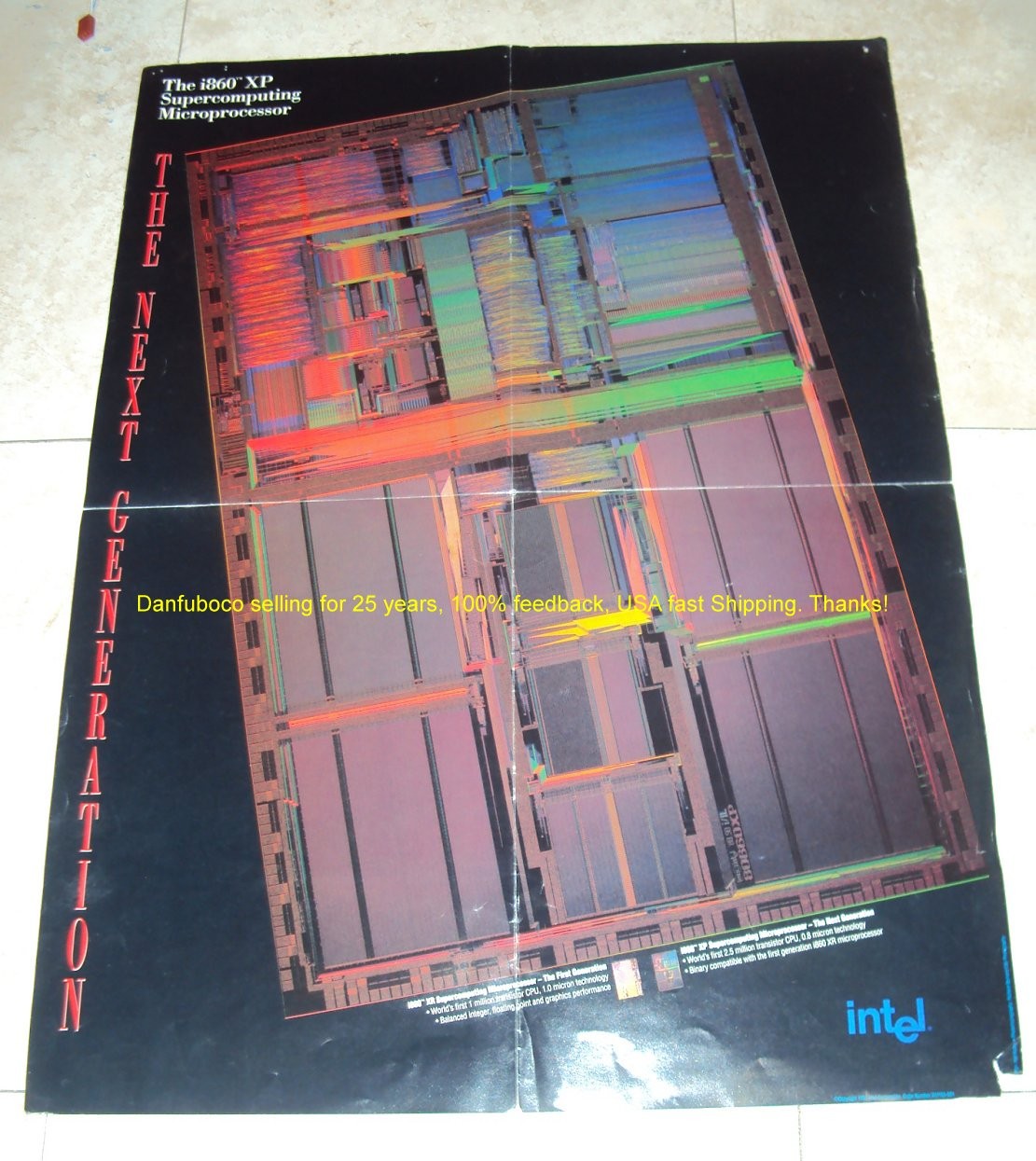INTEL i860 Super Computer Poster i860XP and i860XR in good shape some creaces.