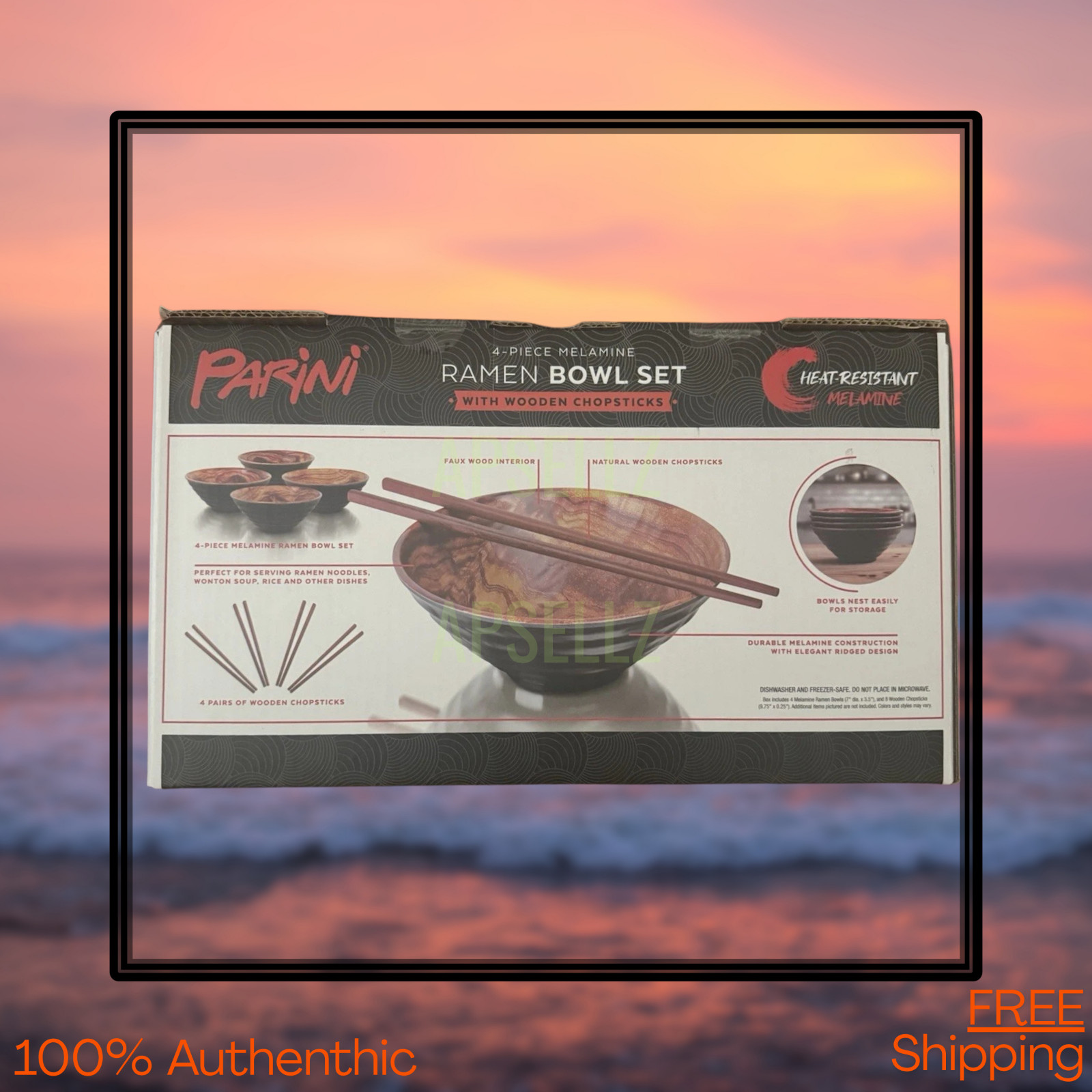 Parini 4 Piece Melamine Ramen Bowl Set Brand New In Box Free Shipping