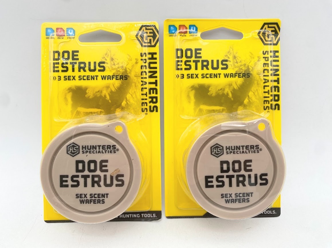 Lot of 2 Packs of Hunters Specialties Doe Estrus 3pack Sex Scent Wafers NIB