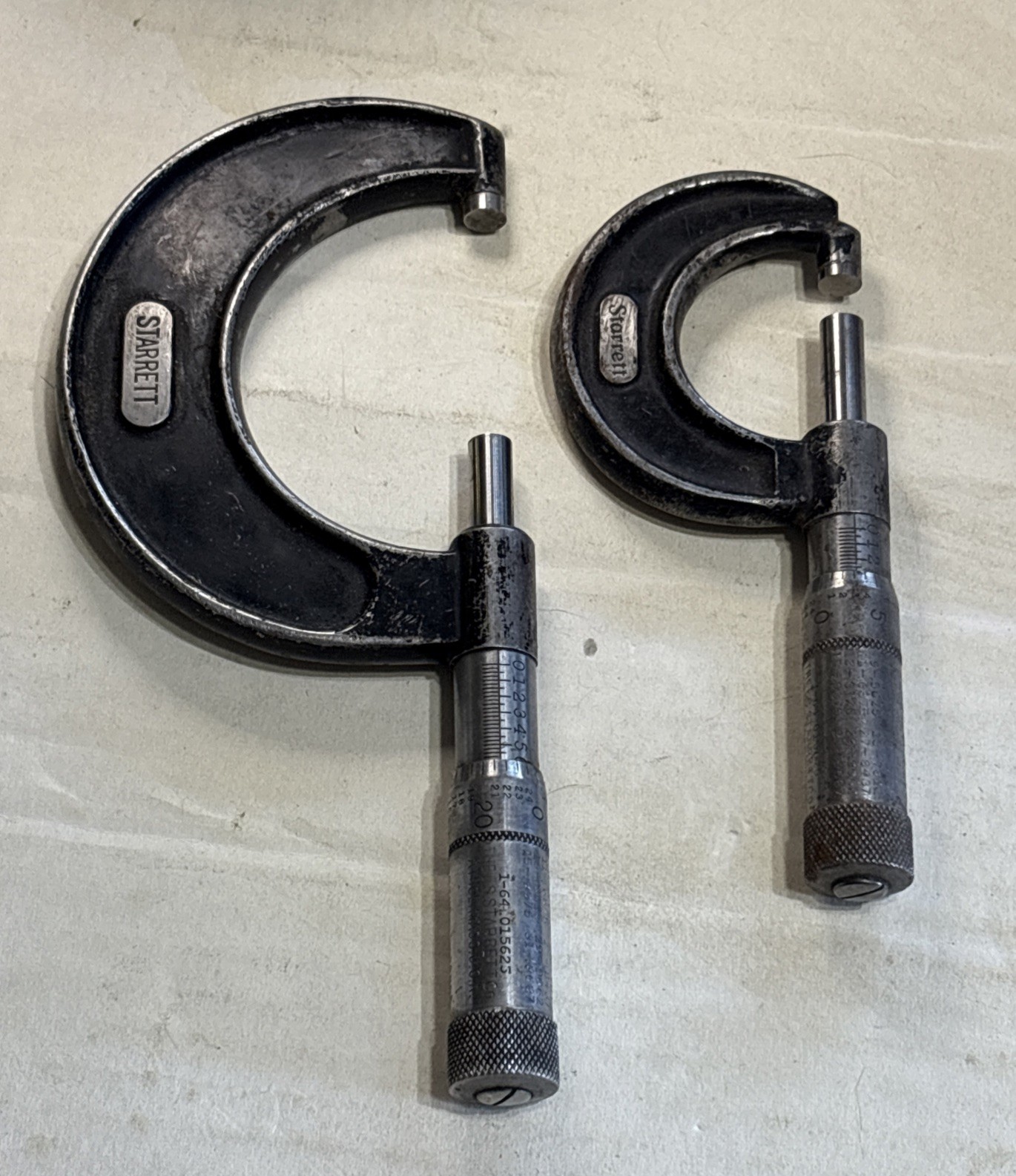 STARRETT No.436 0-1” and 1-2” Outside Micrometers LOT OF 2 🇺🇸 made