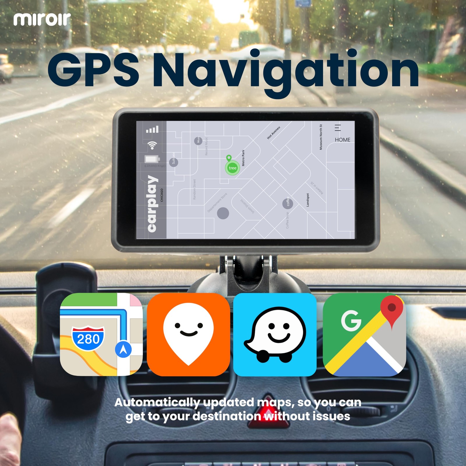 Miroir M1003-7 Wireless CarPlay and Android Auto Display 7" Touch Screen