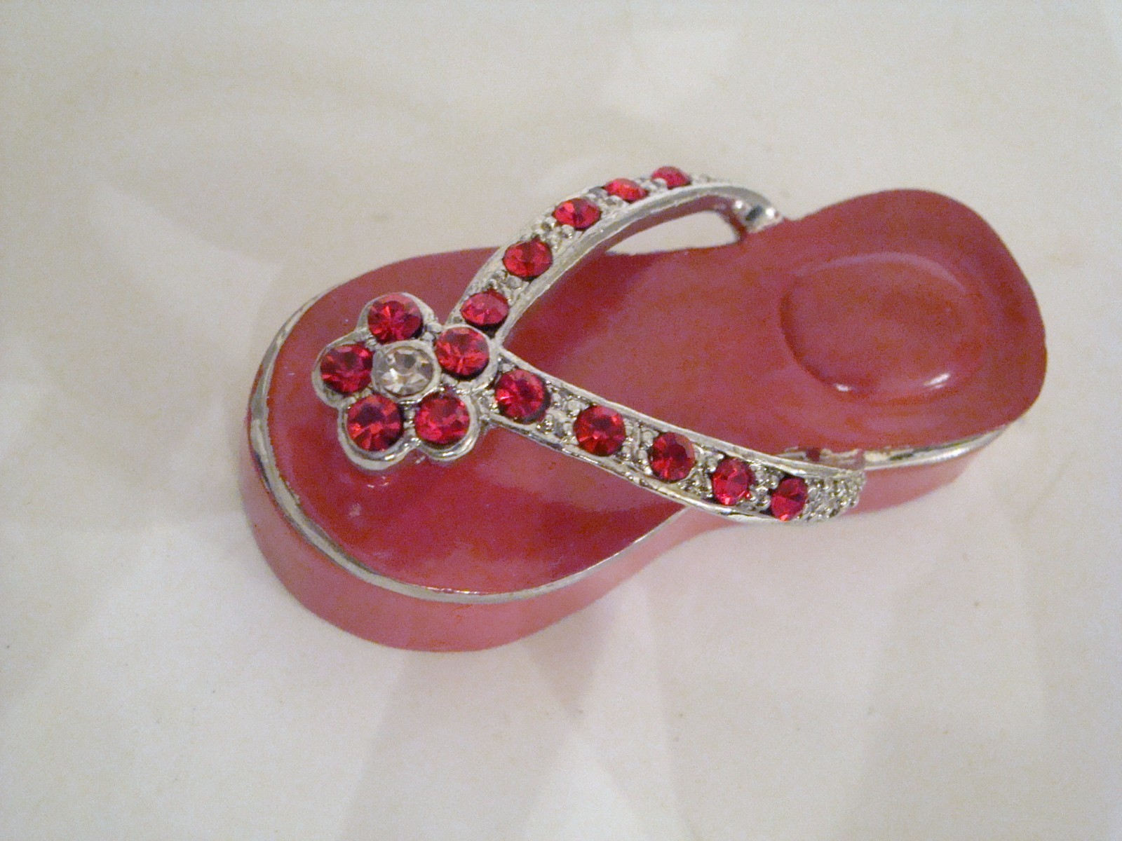 Jeweled Trinket Box - RED Flip Flop trinket box