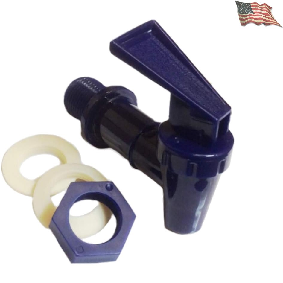 BPA-Free Water Cooler Faucet - Lightweight Polypropylene Spigot, Blue, 1.51 GPM