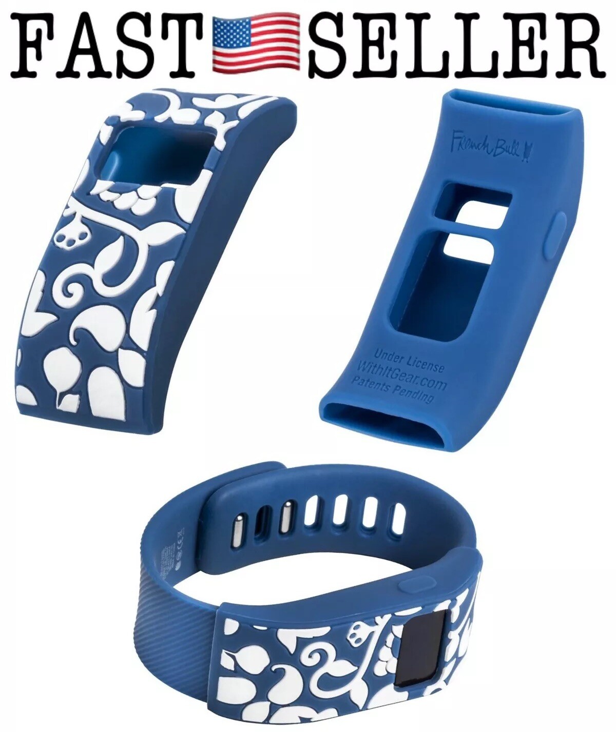 French Bull Slim Designer Sleeve Band Cover for Fitbit Charge & Charge HR *NEW*