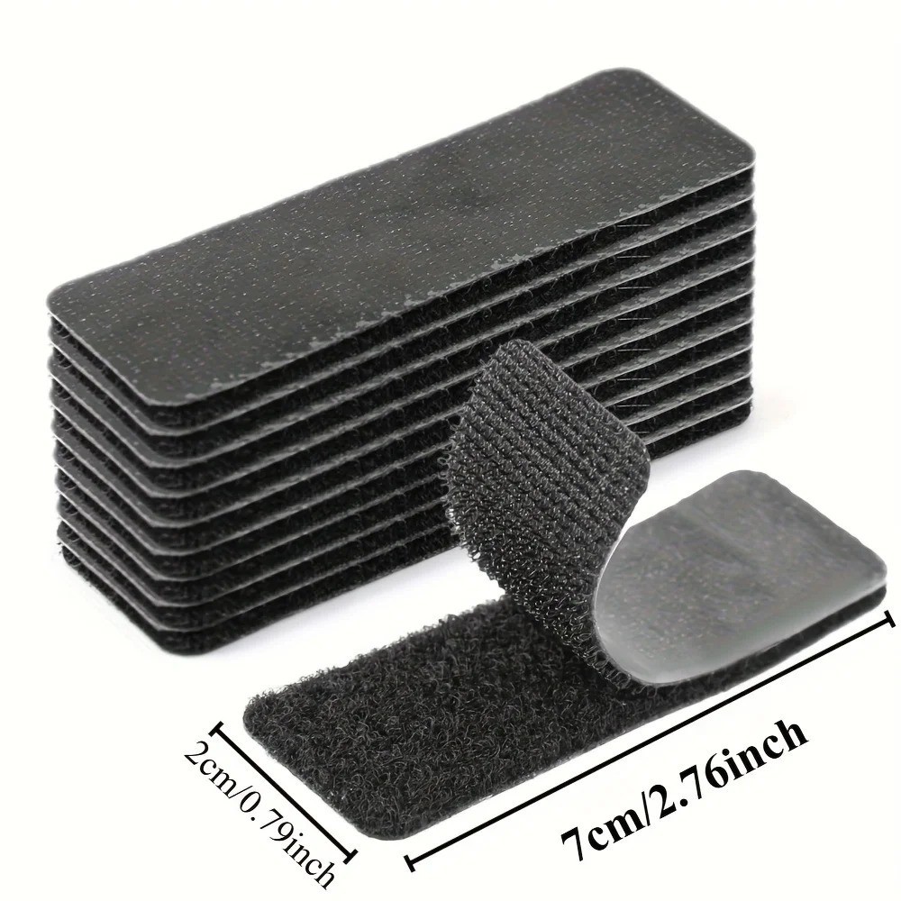 10Pair Self Adhesive Hook Loop Strips Black Heavy Duty Sticky Back Tape Fastener