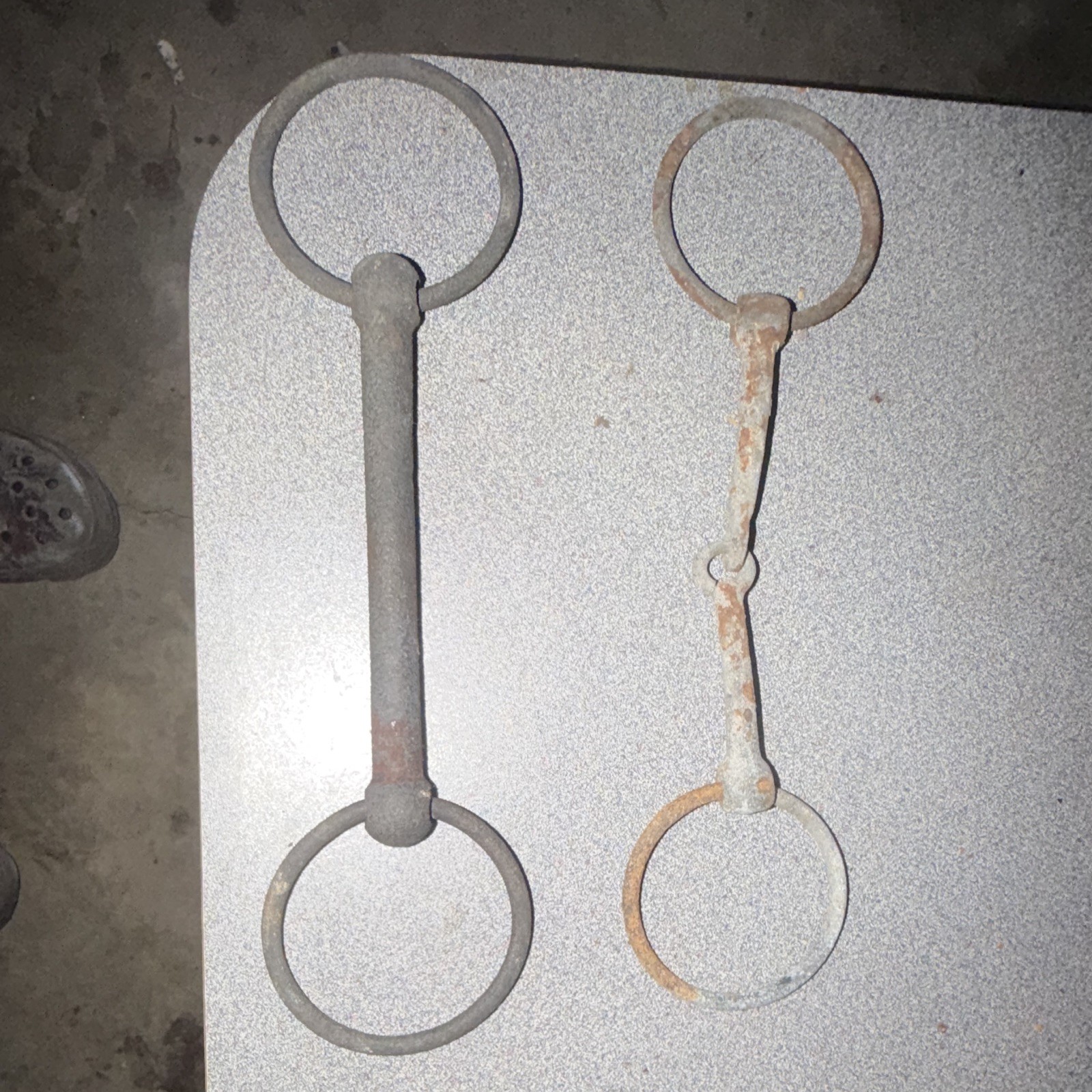 English Metal Horse Bits Lot of 2 Ring Snaffle Bits, Ring Style