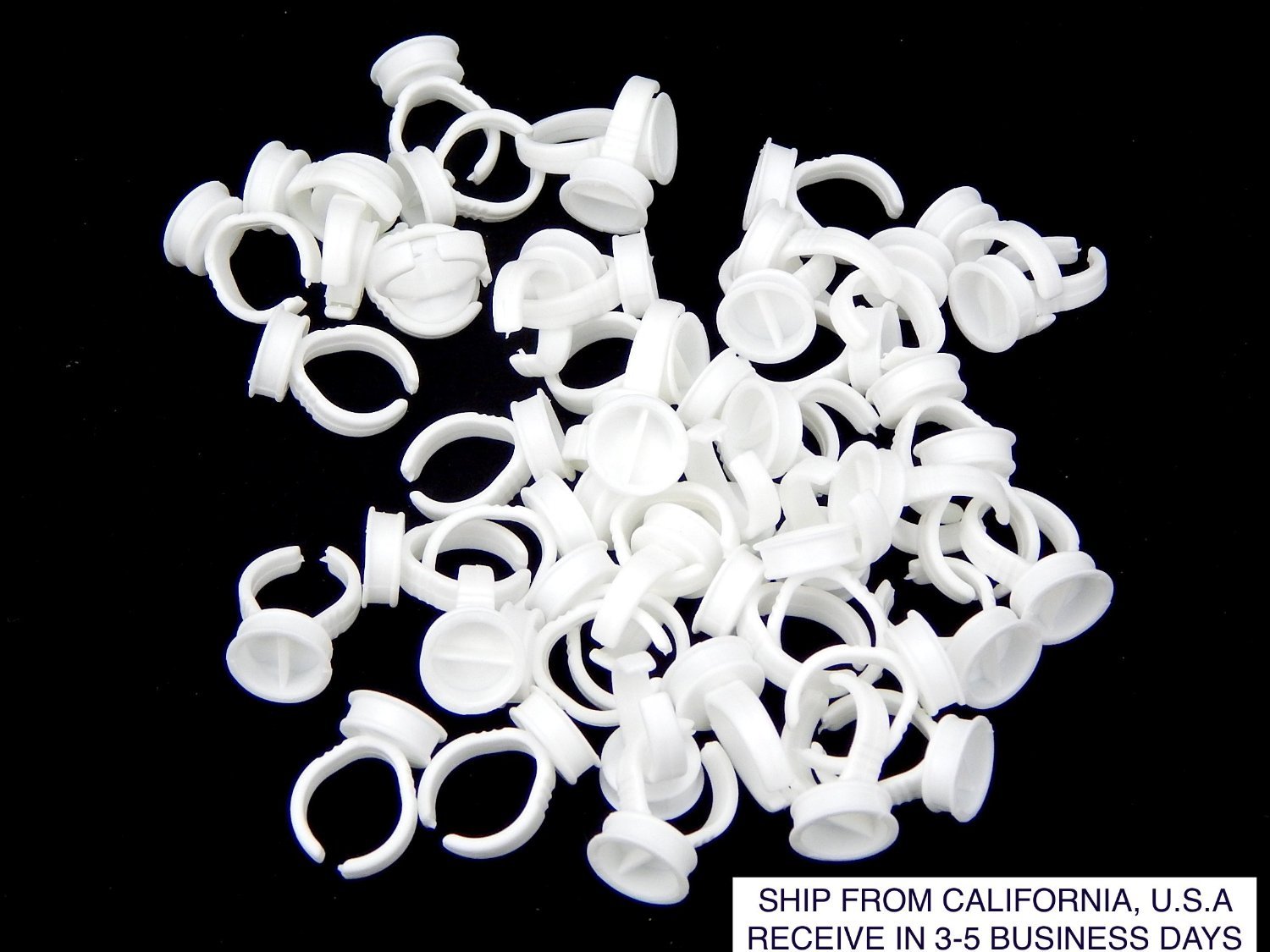 50 PCS Dual-well Glue Ring Pallet Holder for Eyelash Extension, Tattoo Pigment