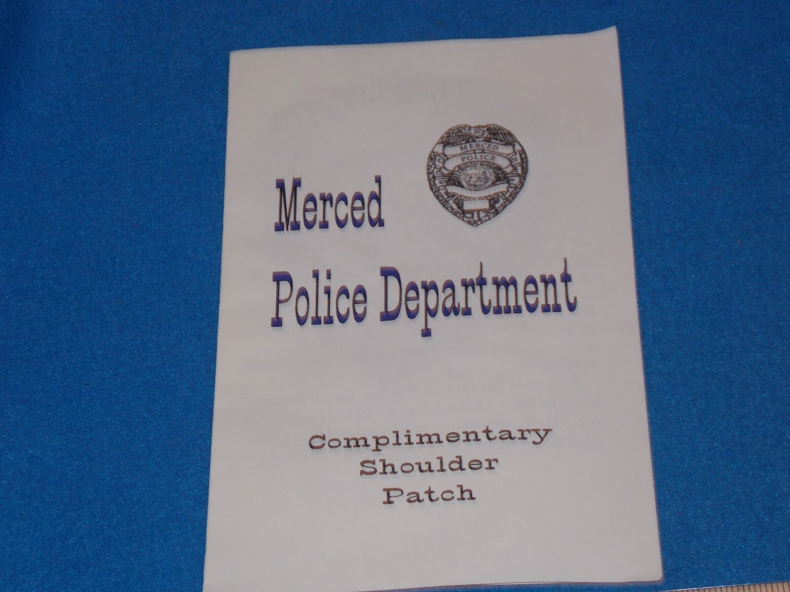 MERCED  CALIFORNIA  CA  ( BLACK/BLUE BORDER ) POLICE PATCH  5"