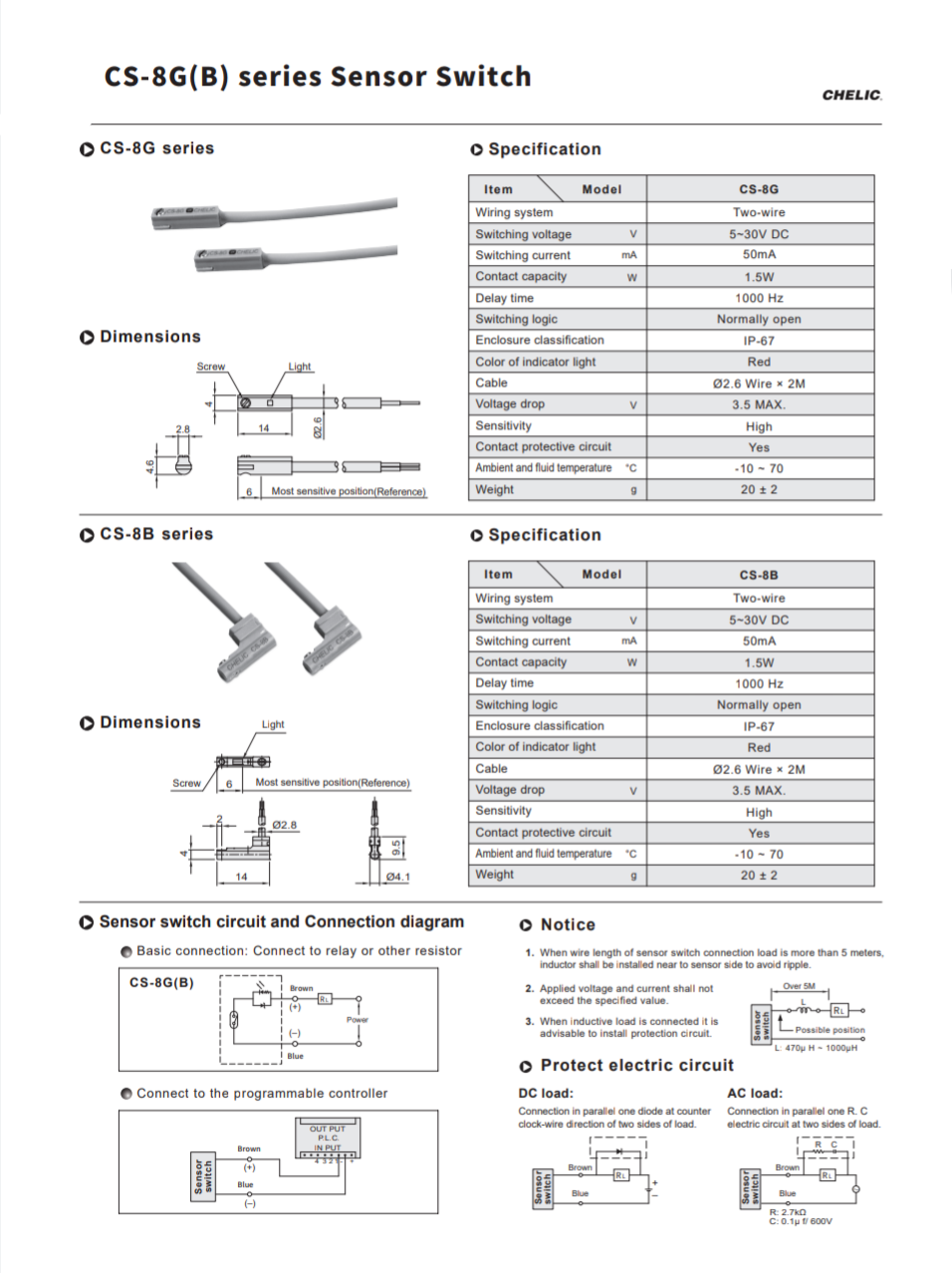 CHELIC CS-8G Magnetic induction Sensor Switch