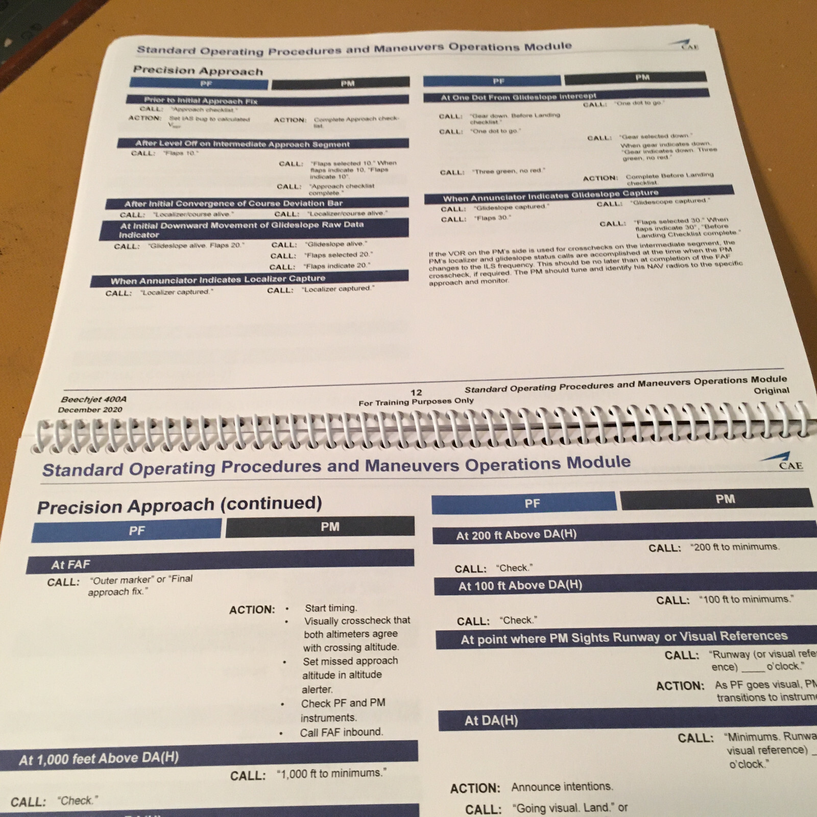 BeechJet 400A Standard Operating Procedures, Maneuvers Booklet Manual