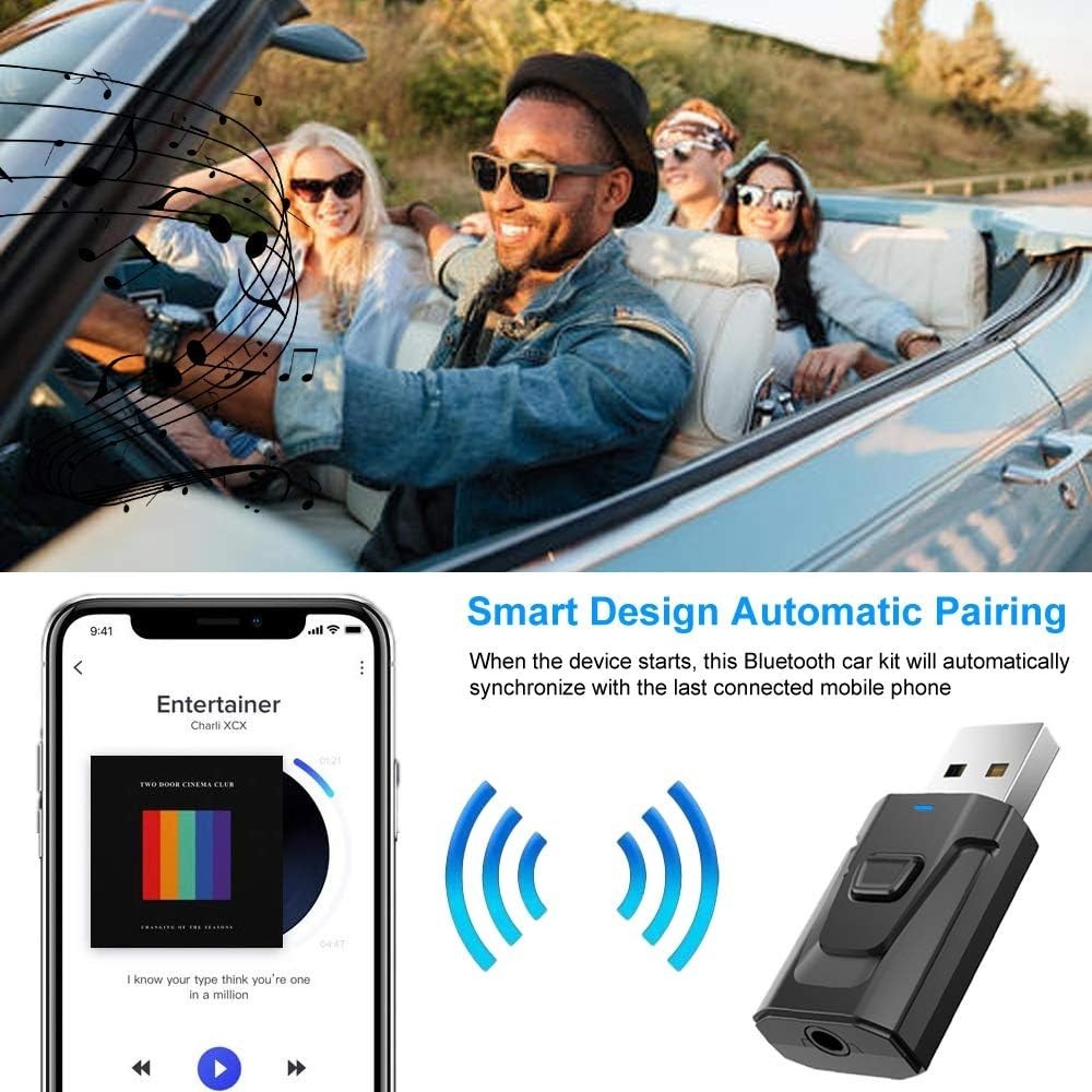 Bluetooth Stereo Music Receiver with Automatic Connection - Car/Home Use