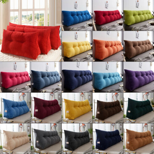 Triangular Wedge Lumbar Pillow Backrest Support Cushion Bolster Soft Headboard-