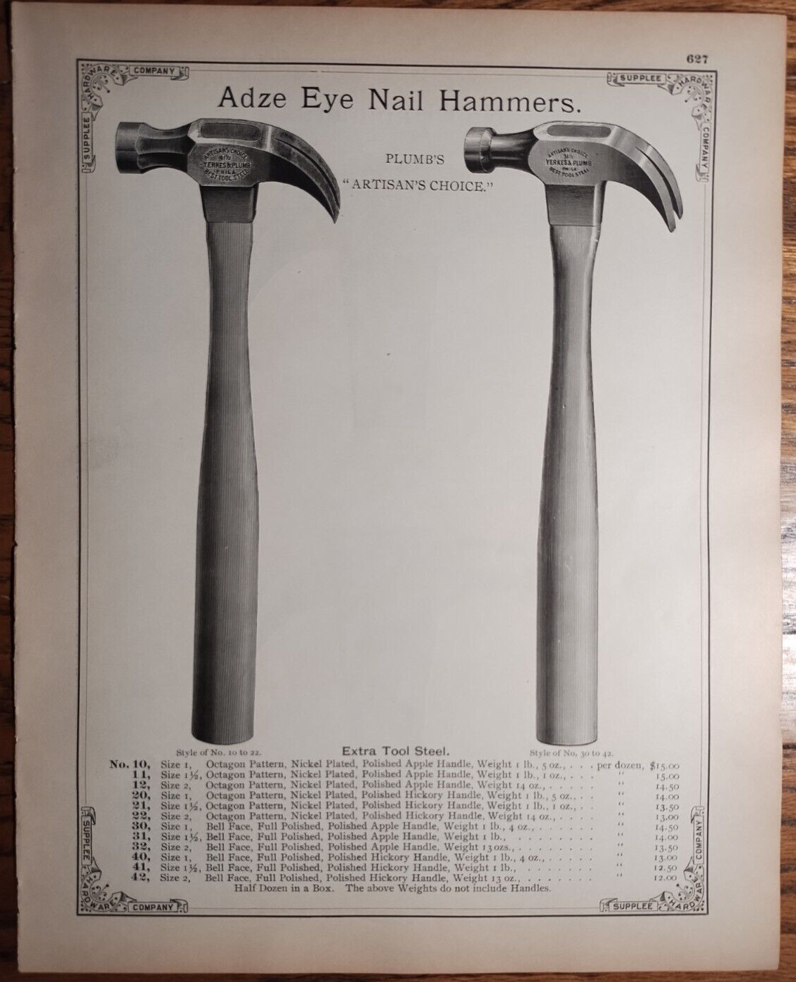 (8) 1893 Yerkes & Plumb Hammer Print Ads Catalog Pages Original AD-41