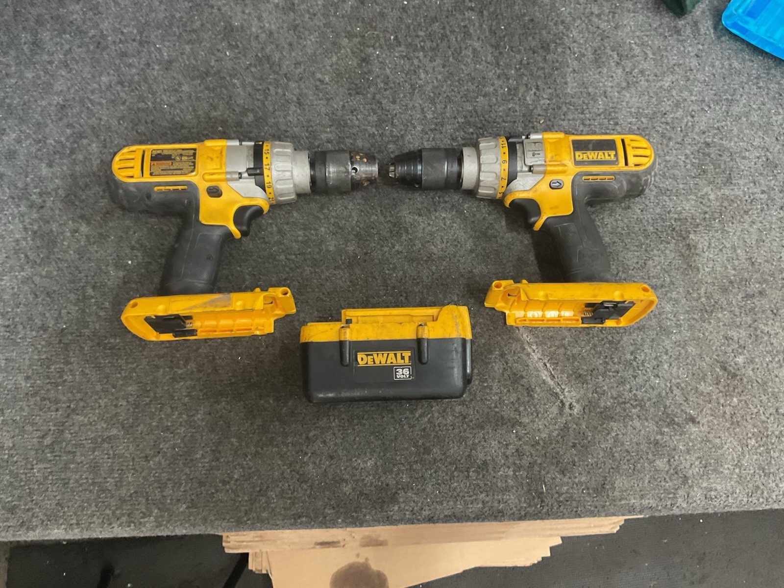 Lot of 2 Dewalt DC901 Cordless Hammer Drill 36v W/ 1 36v Battery