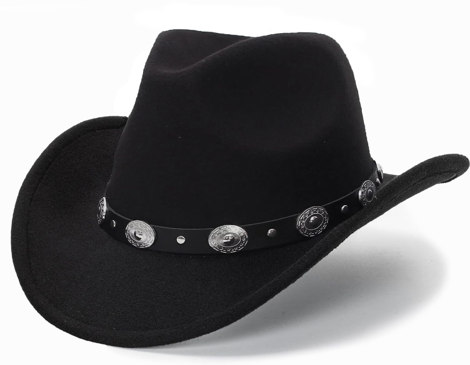 Womens Western Cowboy Hats - Wide Brim Cowgirl Fedora with Belt Buckle