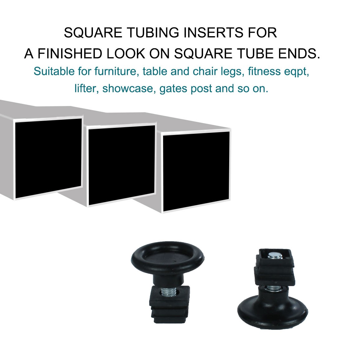 Adjustable Feet 20 x 20mm Square Inserts Furniture Glide 4 Sets