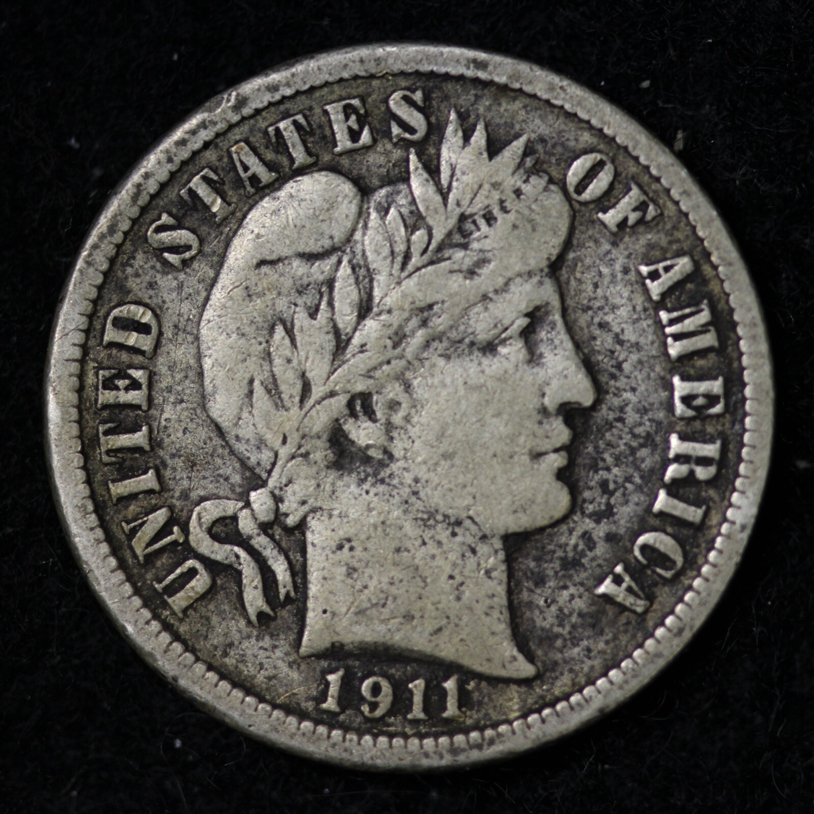 1911-D Barber Silver Dime B087