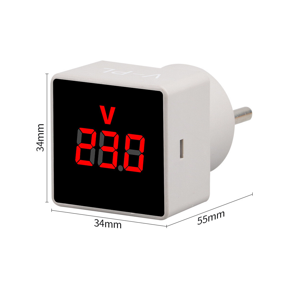 V-PL AC50-500V Square Voltmeter Mini Digital Voltmeter European Plug Socket