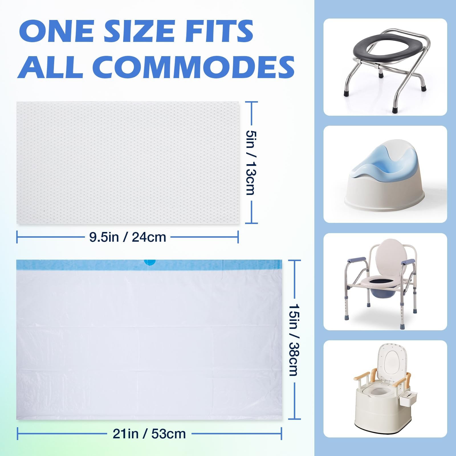 CHMI 150 Pack Commode Liners with Absorbent 2 Count (Pack of 150), WHITE
