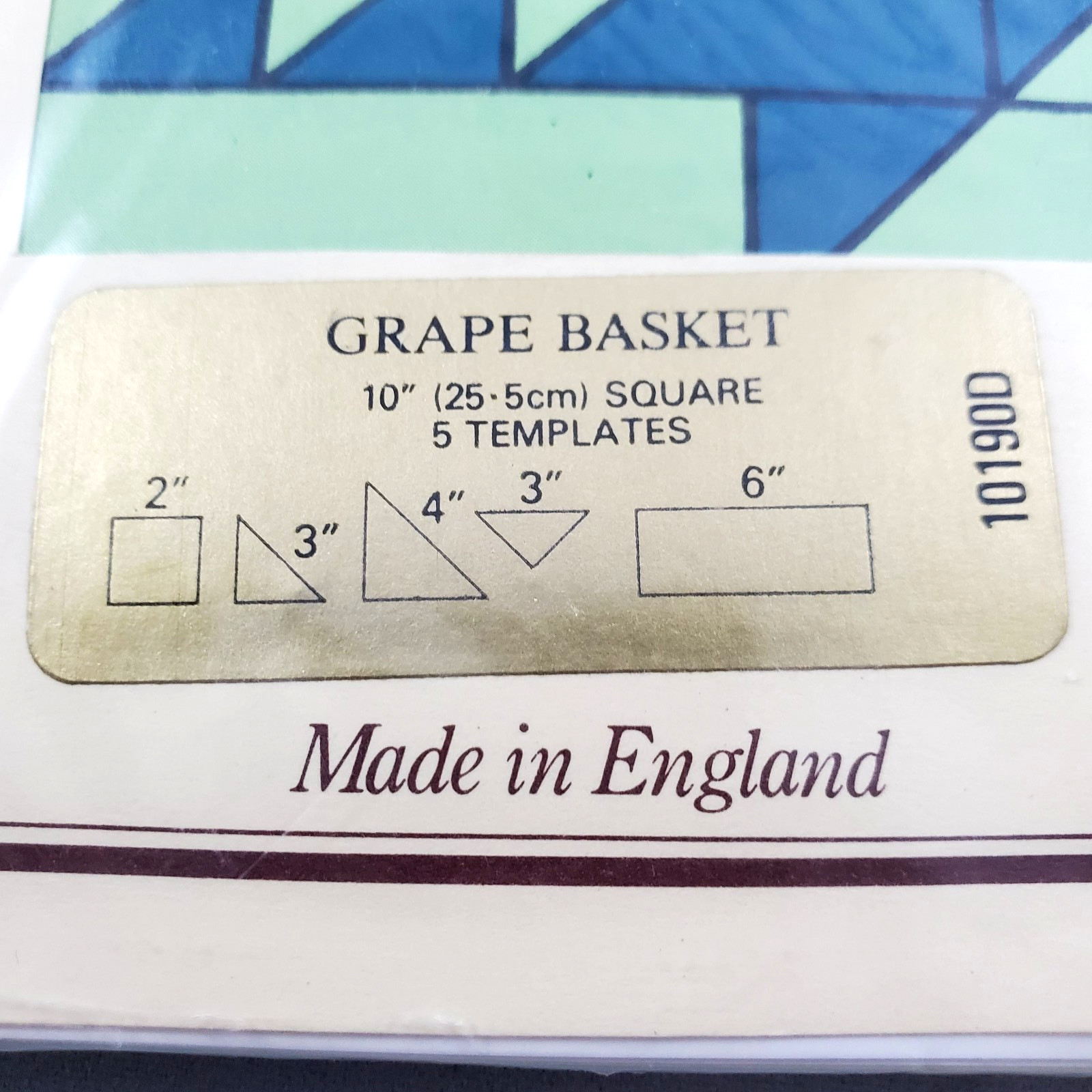 The Quiltery Patchwork Acrylic Template Set Grape Basket England Vintage 5 pcs