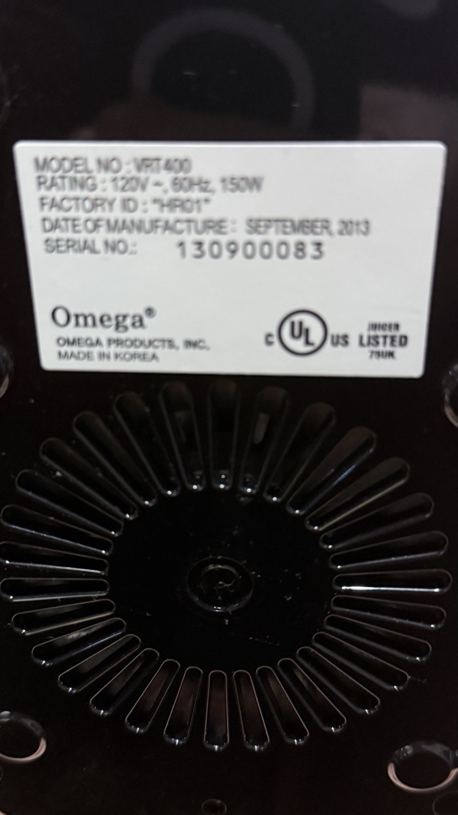 Omega Juicer VRT400 Vertical Masticating HD Juicer with Tap, Silver