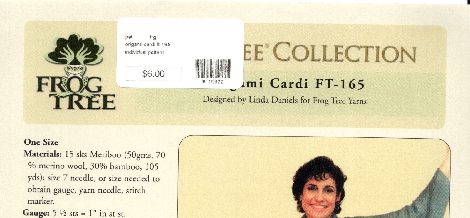 Frog Tree Knitting Pattern FT-165 Origami Cardi - Cardigan