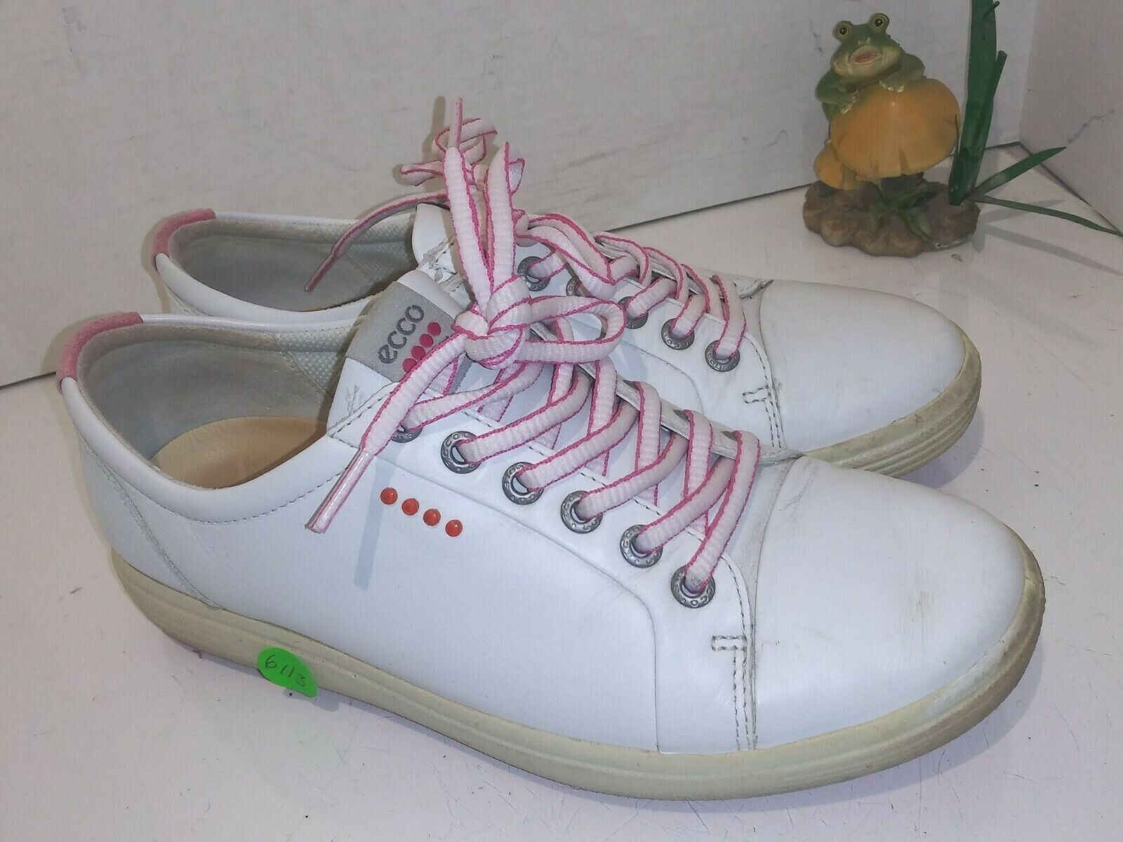 ECCO Biom White Leather Golf Shoes Spikeless Womens Size 38