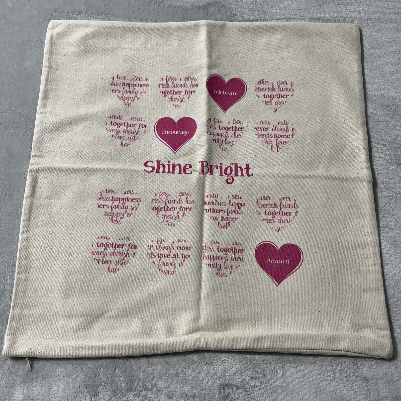 Thirty One Signature Canvas Pillow Cover--Full Hearts/Shine Bright New Open Pack