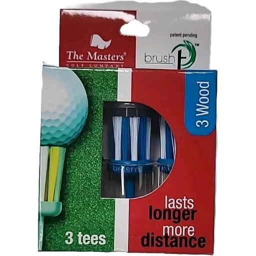 3 Brush-T Tees, Wood,  Golf,  More Distance, Last Longer, Constant Height