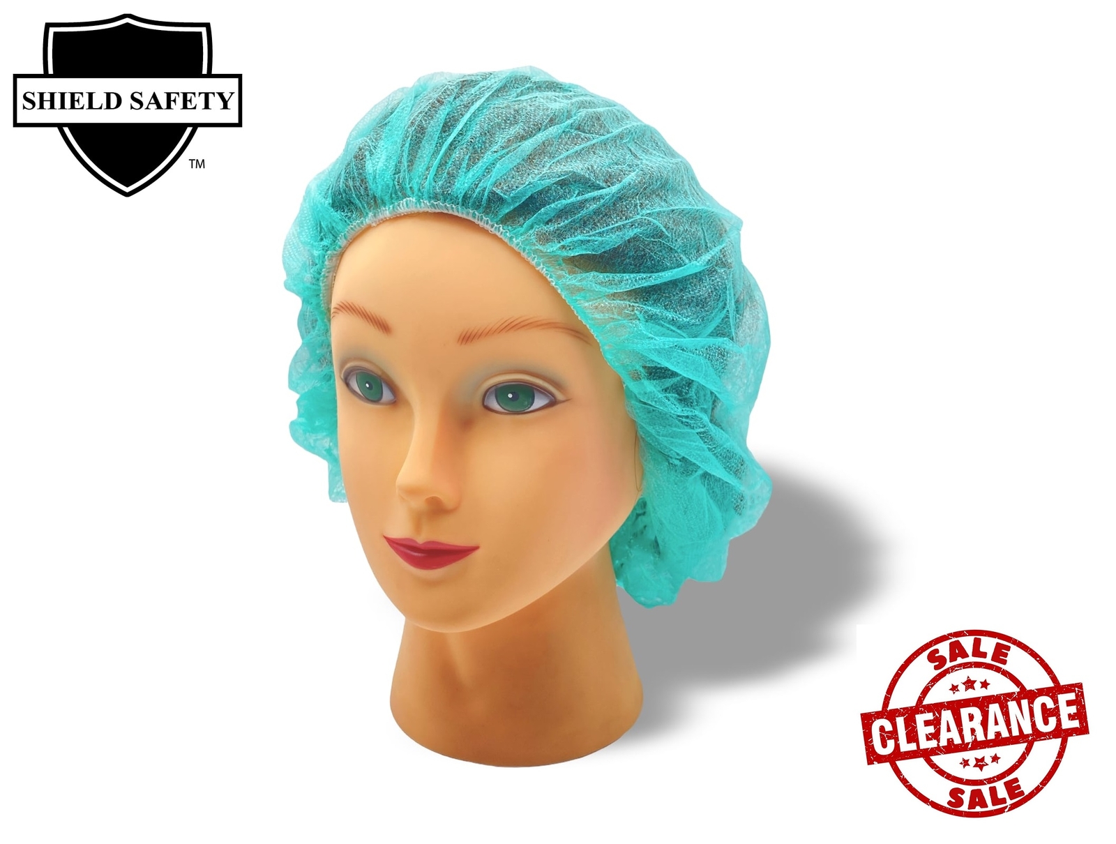 Bouffant Cap Disposable Green Polypropylene Medical/Kitchen 24 Inch 1000 Pieces