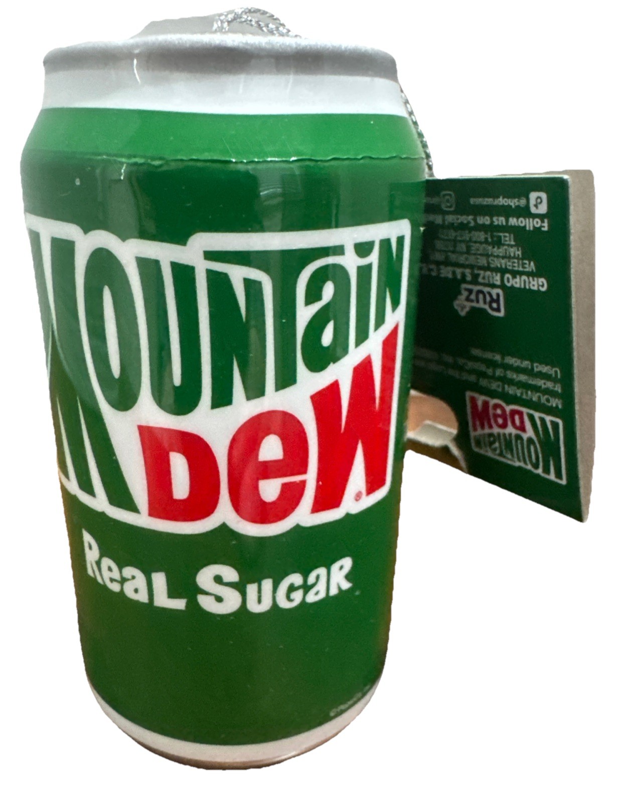 New Mountain Dew Real Sugar Can Holiday Christmas Ornament Ruiz Shatterproof