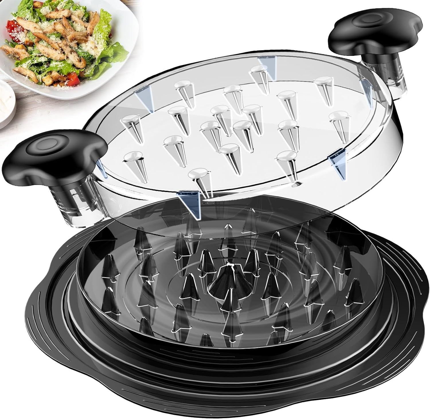 Chicken Shredder Large Chicken Breast Shredder Tool Twist with Brush&Fork, Visib