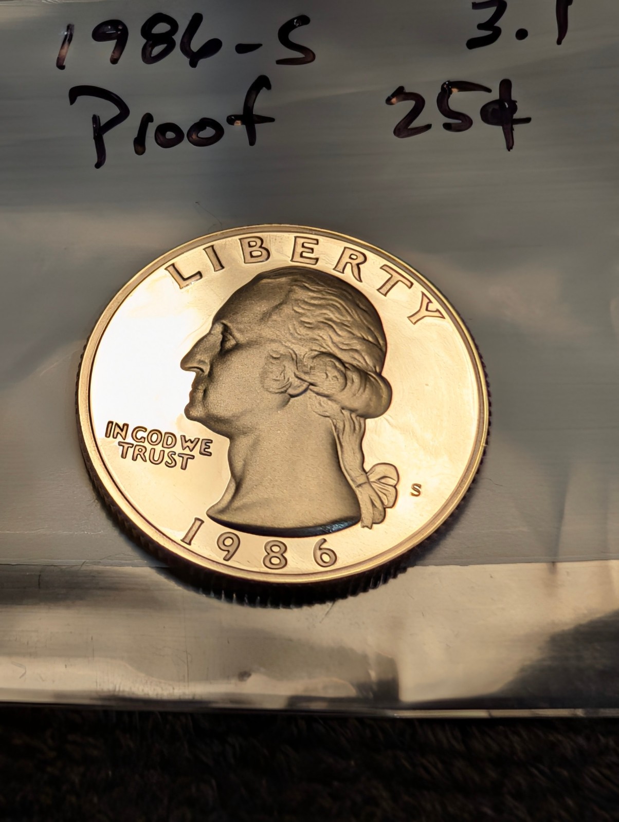 1986-S Proof Washington Quarter  ** From Proof Set **