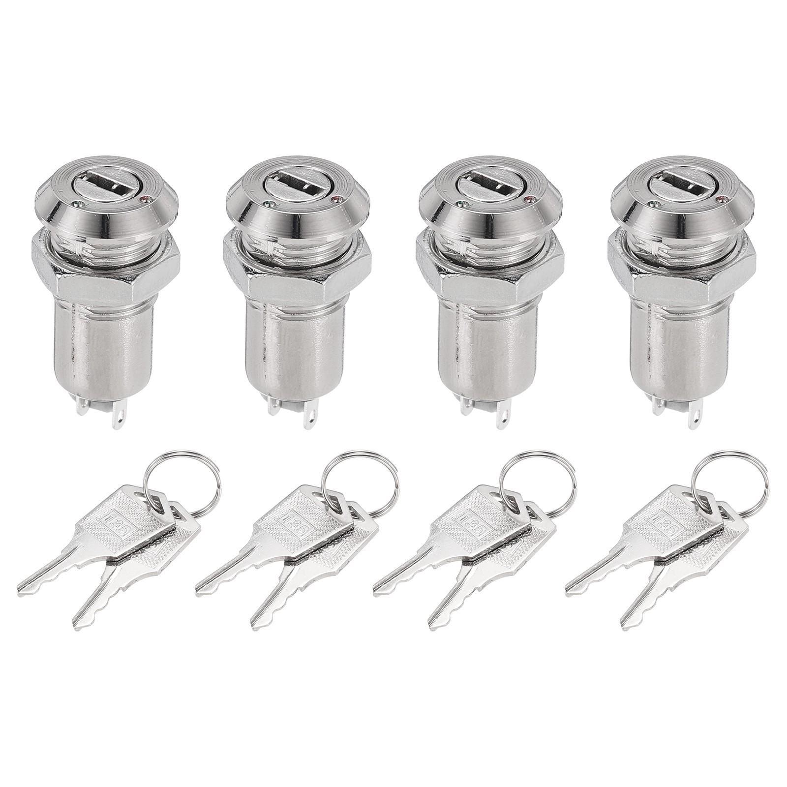4Pcs Electric 2 Positions on OFF Metal Key Lock Switch W Keys