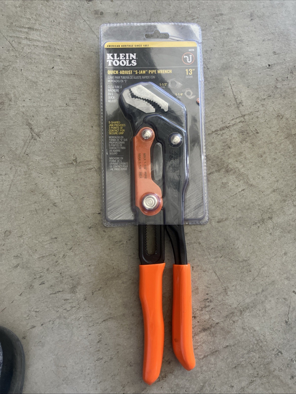 Klein Tools 68230 Quick-Adjust S-Jaw Pipe Wrench, 13"