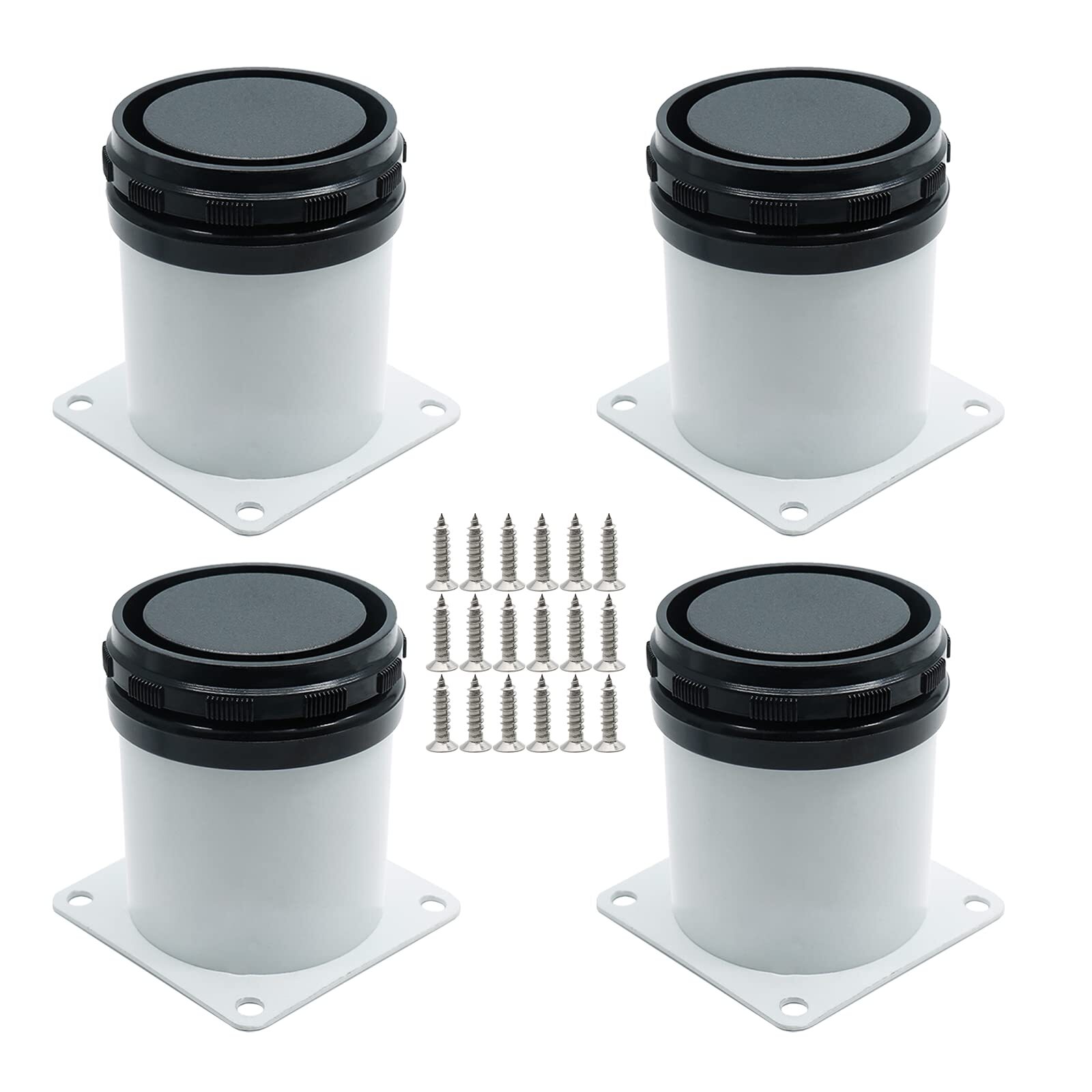 Set of 4 White Adjustable Furniture Legs 2.4 Inch Stainless Steel Cabinet Sofa