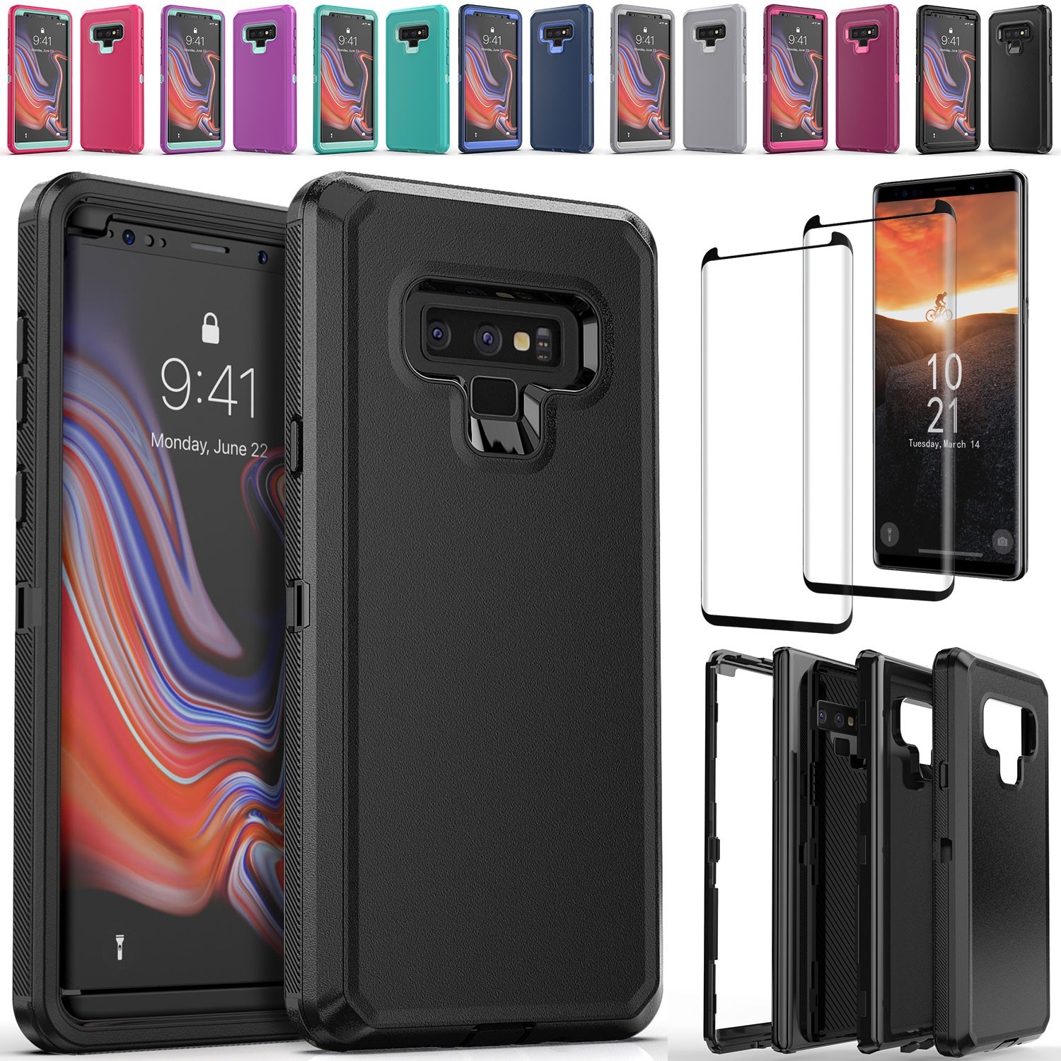For Samsung Galaxy Note 9 Heavy Duty Phone Case Hybrid Cover / Screen Protector
