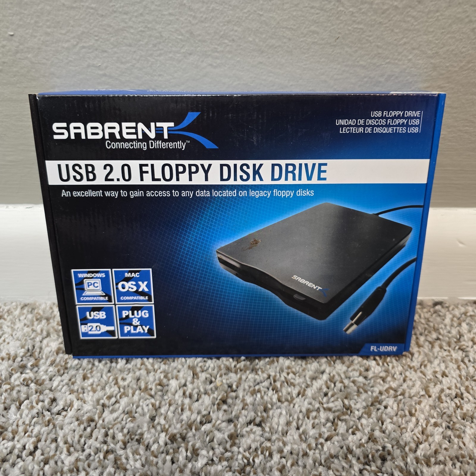 Sabrent USB 2.0 Floppy Disk Drive FL-UDRV External 1.44MB PC Mac Box