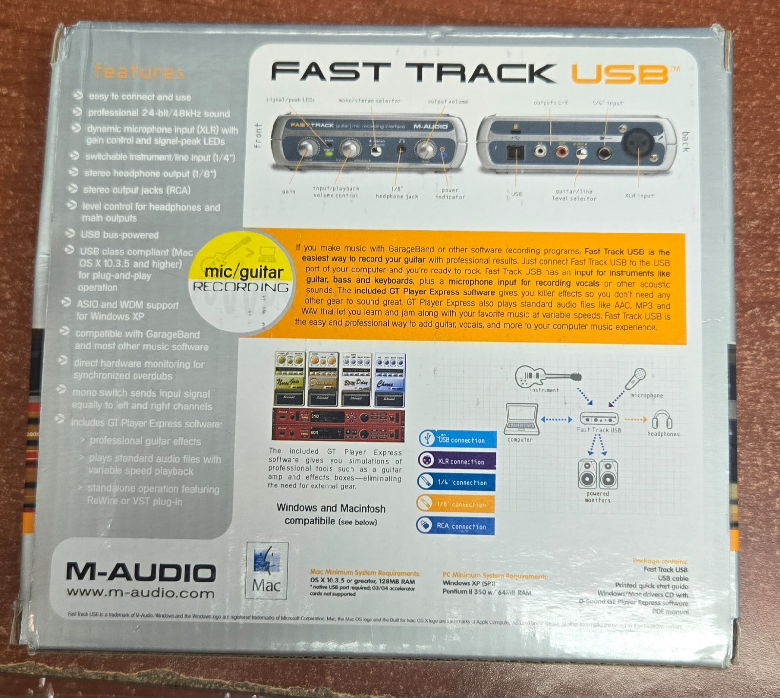 M-AUDIO Fast Track Guitar Mic Recording Interface USB DIgital Audio