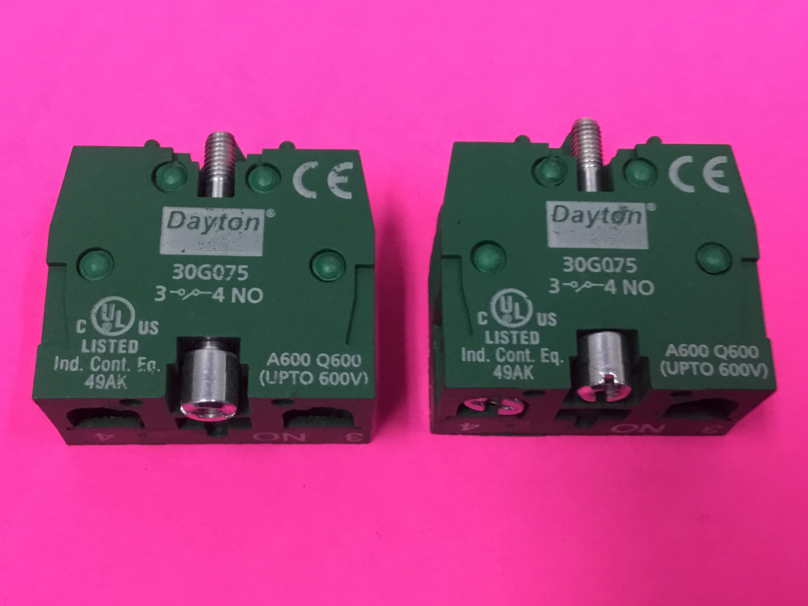 Dayton - P/N: 30G075 - Operator Switch Contact Block - LOT OF (2) - NEW