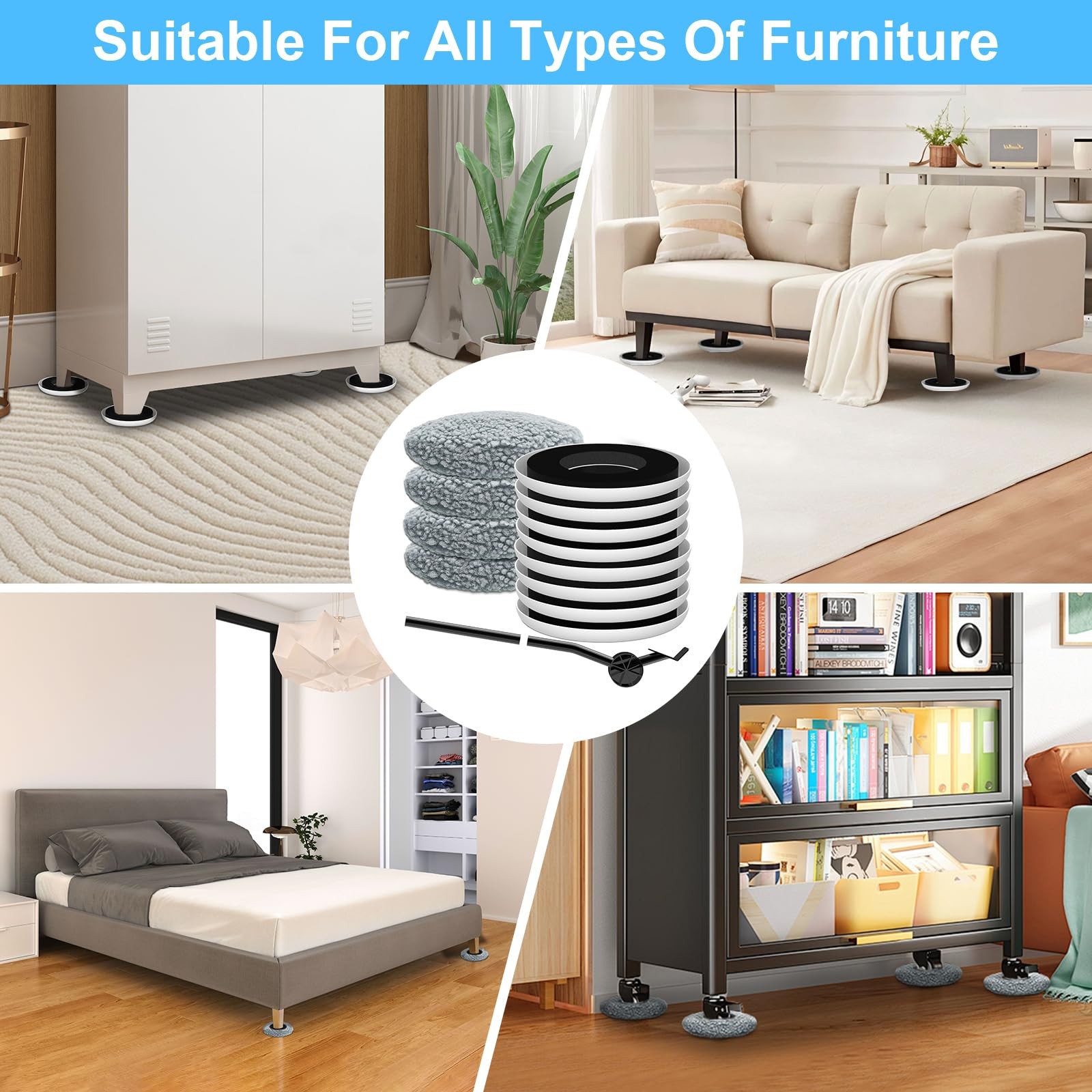 New Upgrade Furniture Sliders, Multi-Surface 3-in-1 Furniture Movers Sliders,...