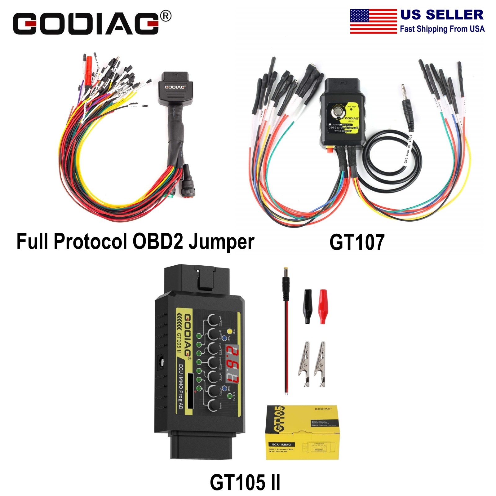 GODIAG GT107+GT105 II DSG Gearbox Read/Write Adapter + Full Protocol OBD2 Jumper