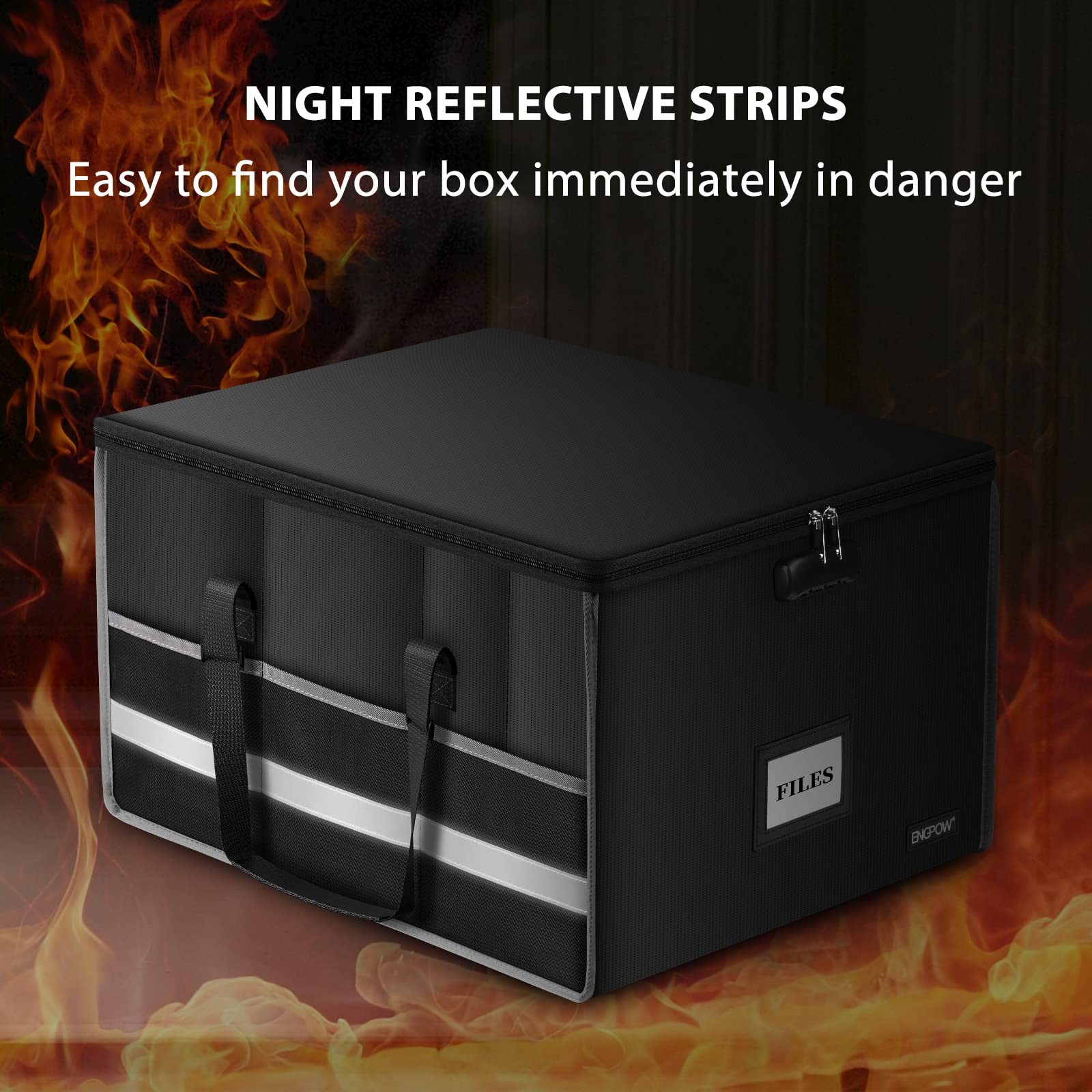 Fireproof Document Box with Lock, File Storage Organizer Box with Inserts ＆Me...