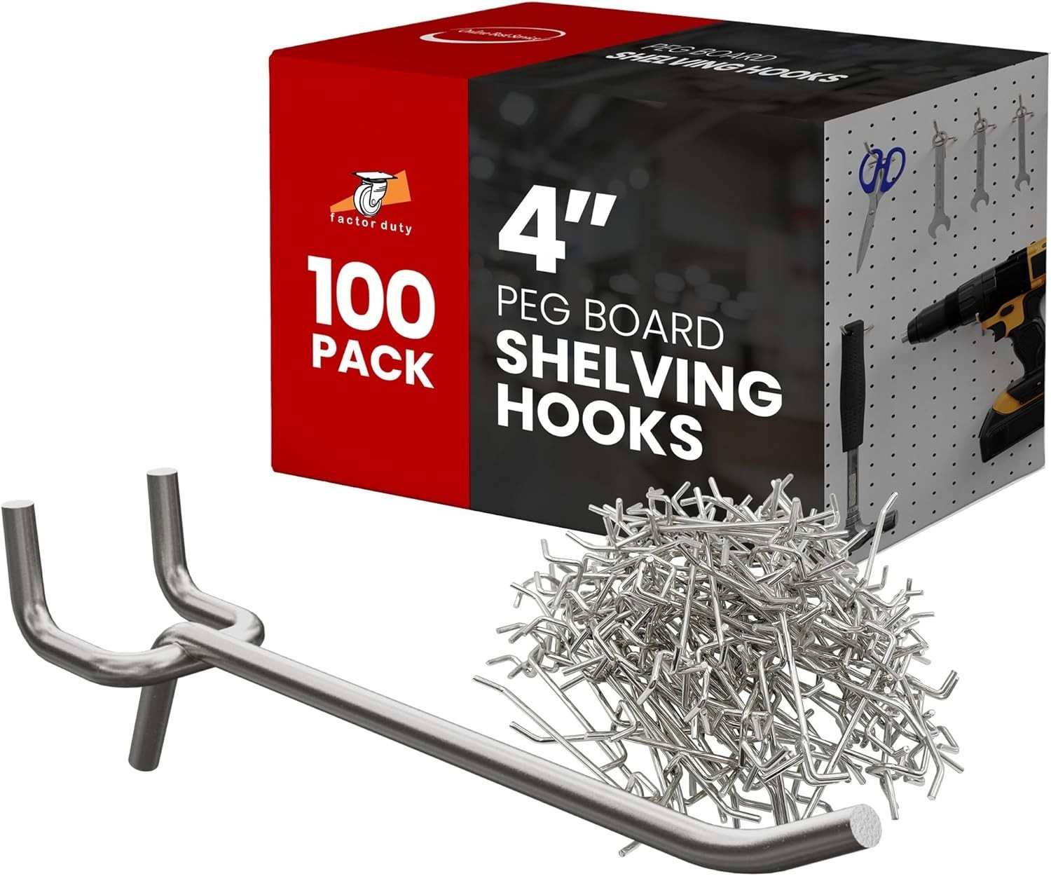 100 PC PEG Board Hooks 4 inch Pegboard Hooks 4" Length Wholesale Lot