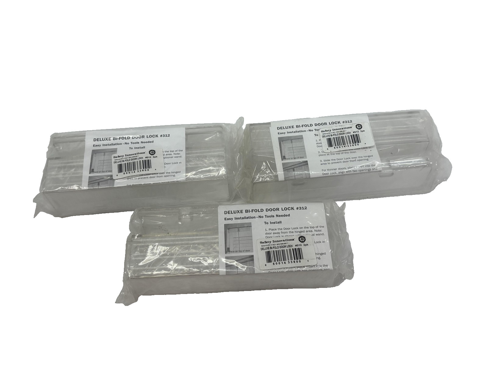Safety Innovations Bi-Fold Door Lock 2pk Childproof Easy Install 3 Sets #312